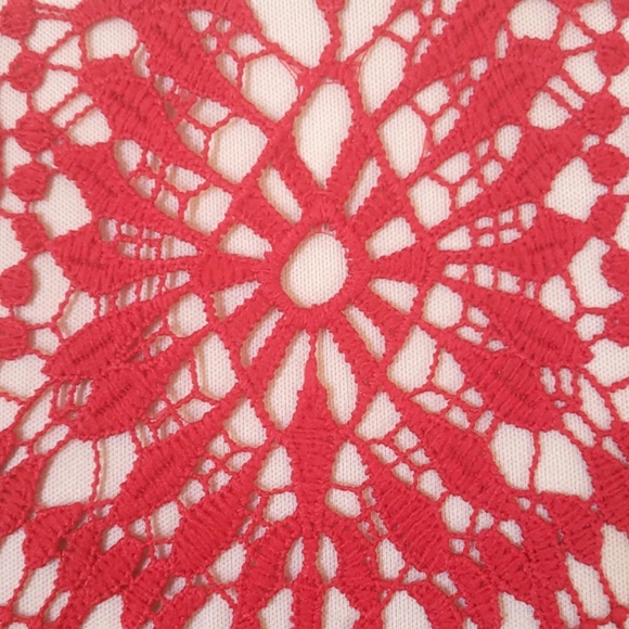 HIDDEN LABEL Red Crochet Lace Dress Short Sleeve - Picture 13 of 17